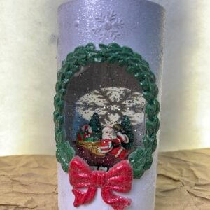 Santa Wreath Glitter Lantern
