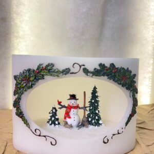 Snowman Scene Cut-Out Candle