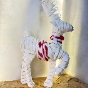 White Wrapped Christmas Reindeer Decoration