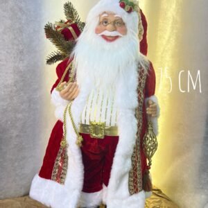 Classic Red & Gold Santa Figurine – Holiday Glow
